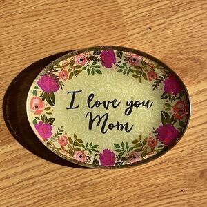 Floral 'I Love You Mom' Decorative Plate